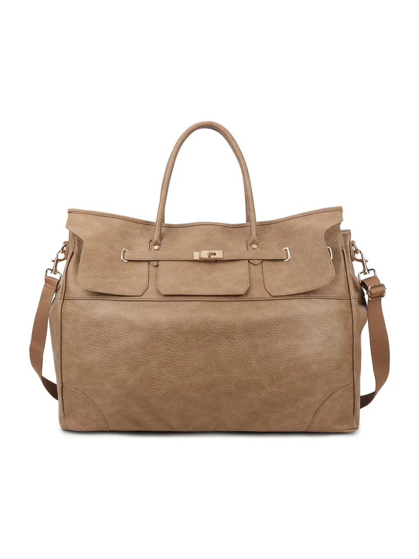 Weekendtas in lederlook met verstelbare riem